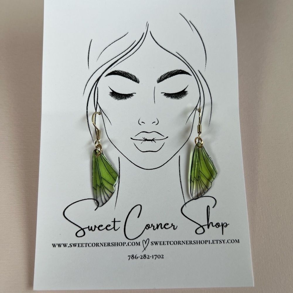 Green earrings for her. Handmade